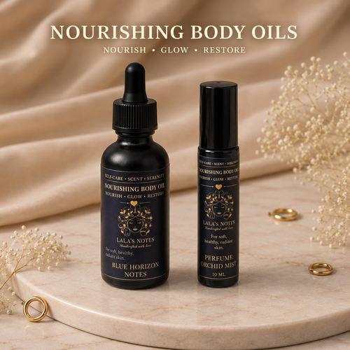 LaLa's Notes Nourishing Body Oil included in Wickless Candle & Body Oil Duo