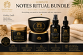 LaLa's Notes Complete Notes Ritual Bundle with wickless candle, whipped body butter, body oil and room and body spray